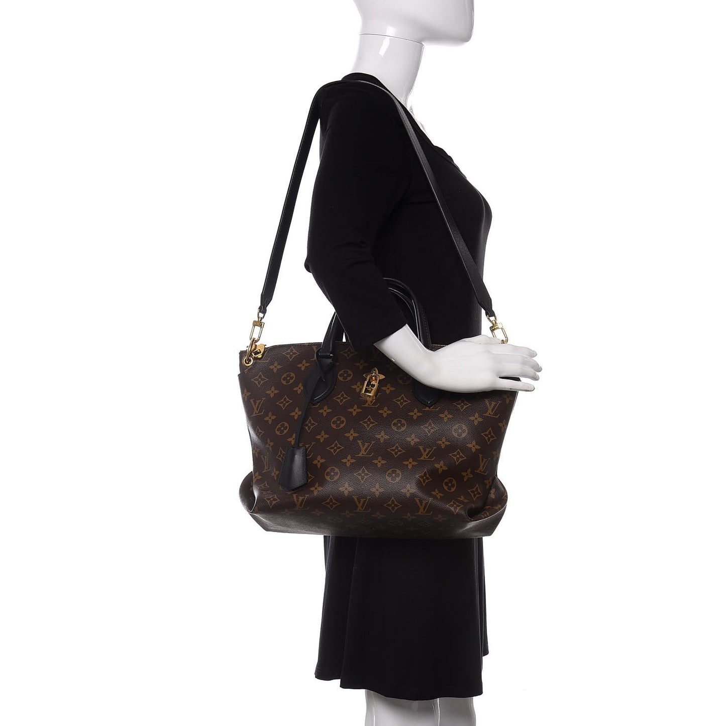 Monogram Flower Zipped Tote MM Black