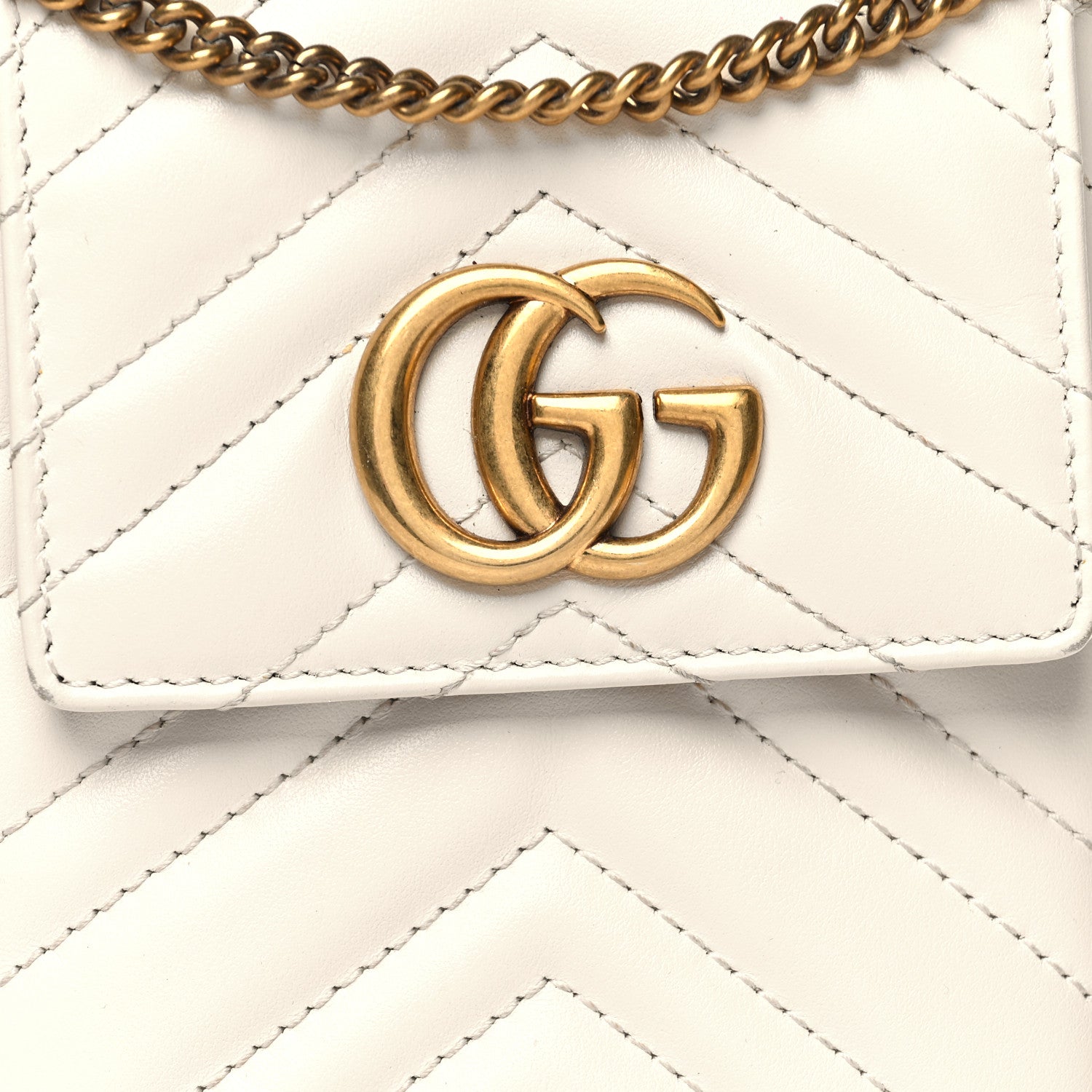 Gucci Calfskin Matelasse Mini GG Marmont Crossbody Bag White 7 of 14