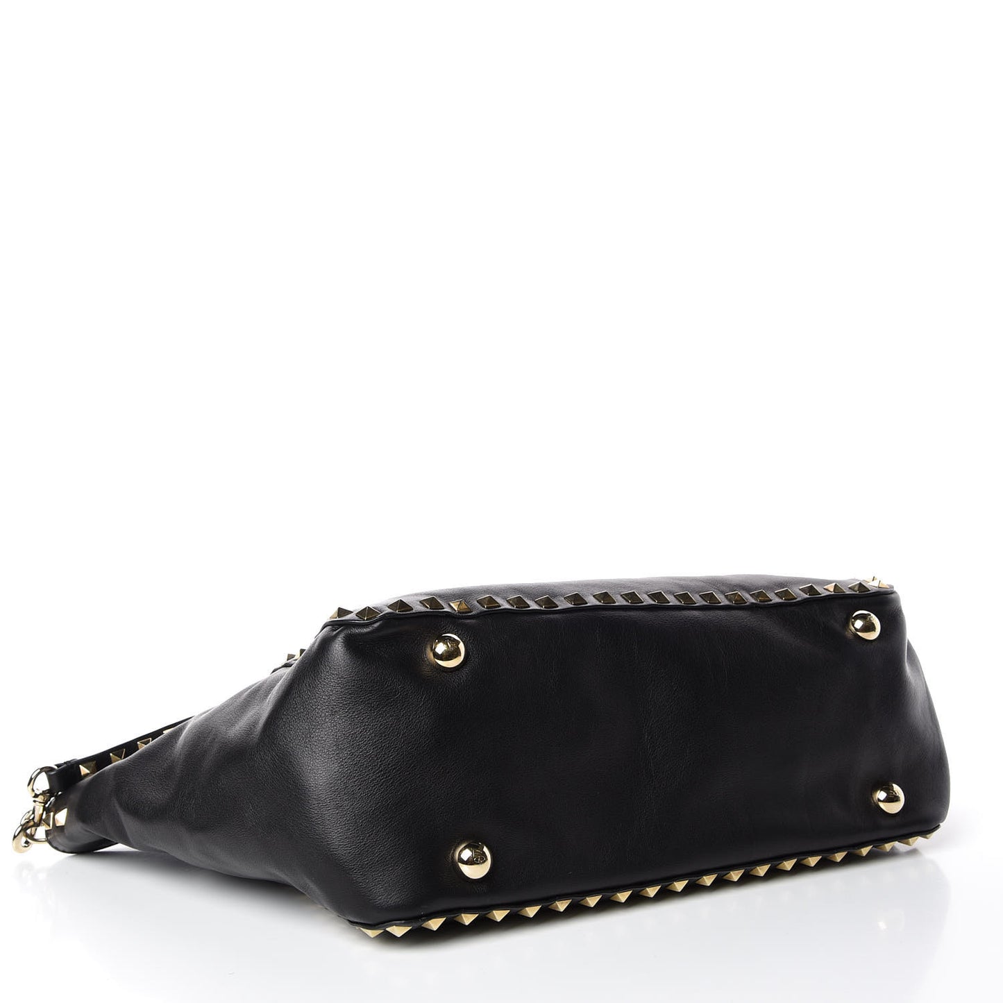 Vitello Rockstud Single Handle Flap Tote Black