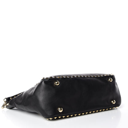 Valentino Garavani Vitello Rockstud Single Handle Flap Tote Black 5 of 14
