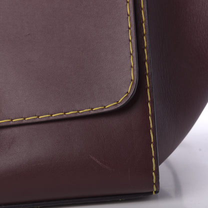 Celine Smooth Calfskin Yellow Stitching Medium Trapeze Burgundy 11 of 14