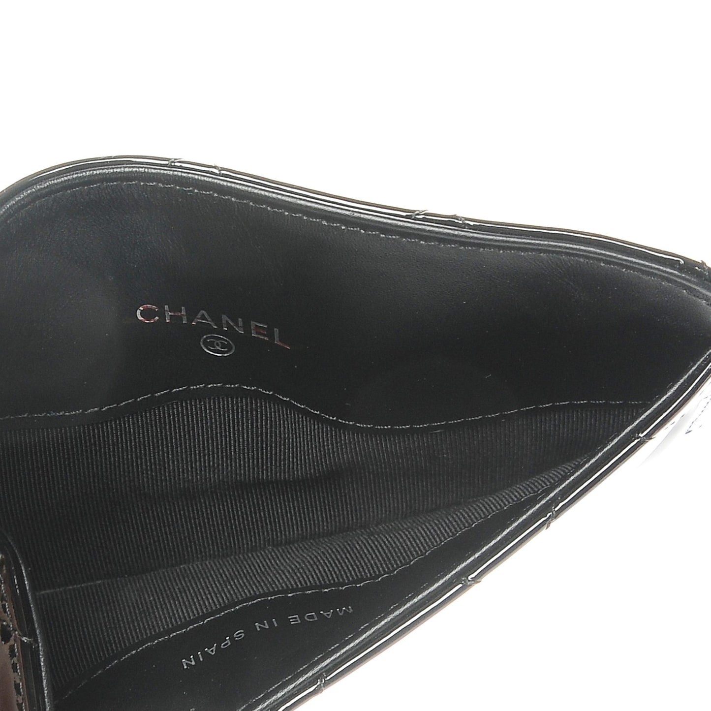 Patent Quilted Card Holder Black