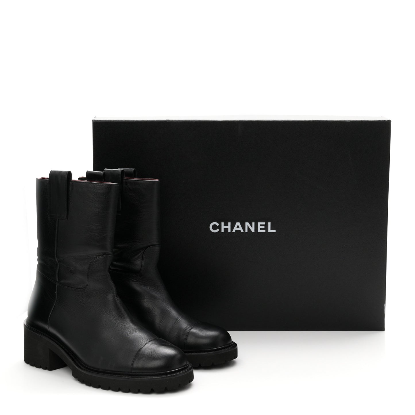 Calfskin CC Ankle Boots 37.5 Black
