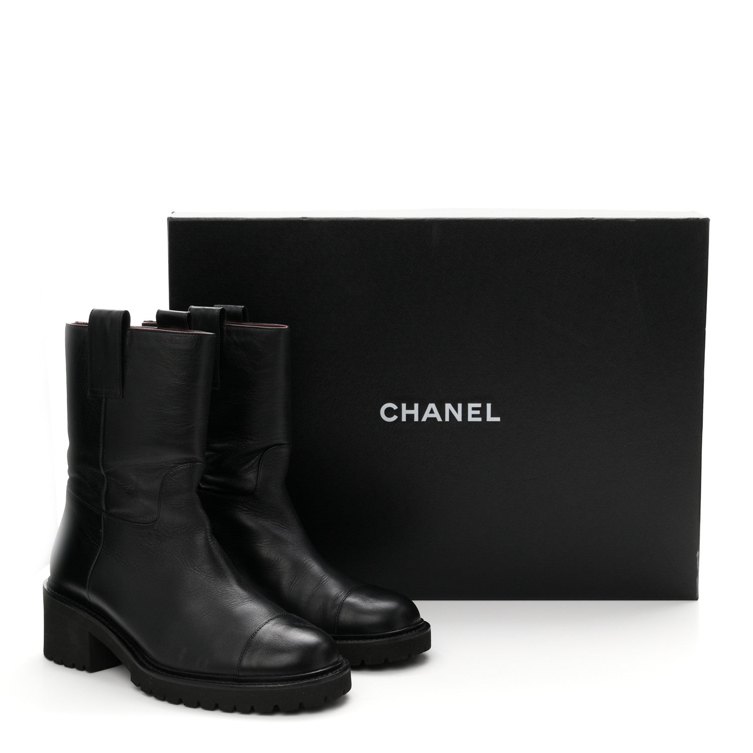 Chanel Calfskin CC Ankle Boots 37.5 Black 10 of 10