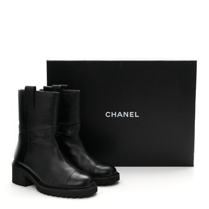 Chanel Calfskin CC Ankle Boots 37.5 Black 10 of 10