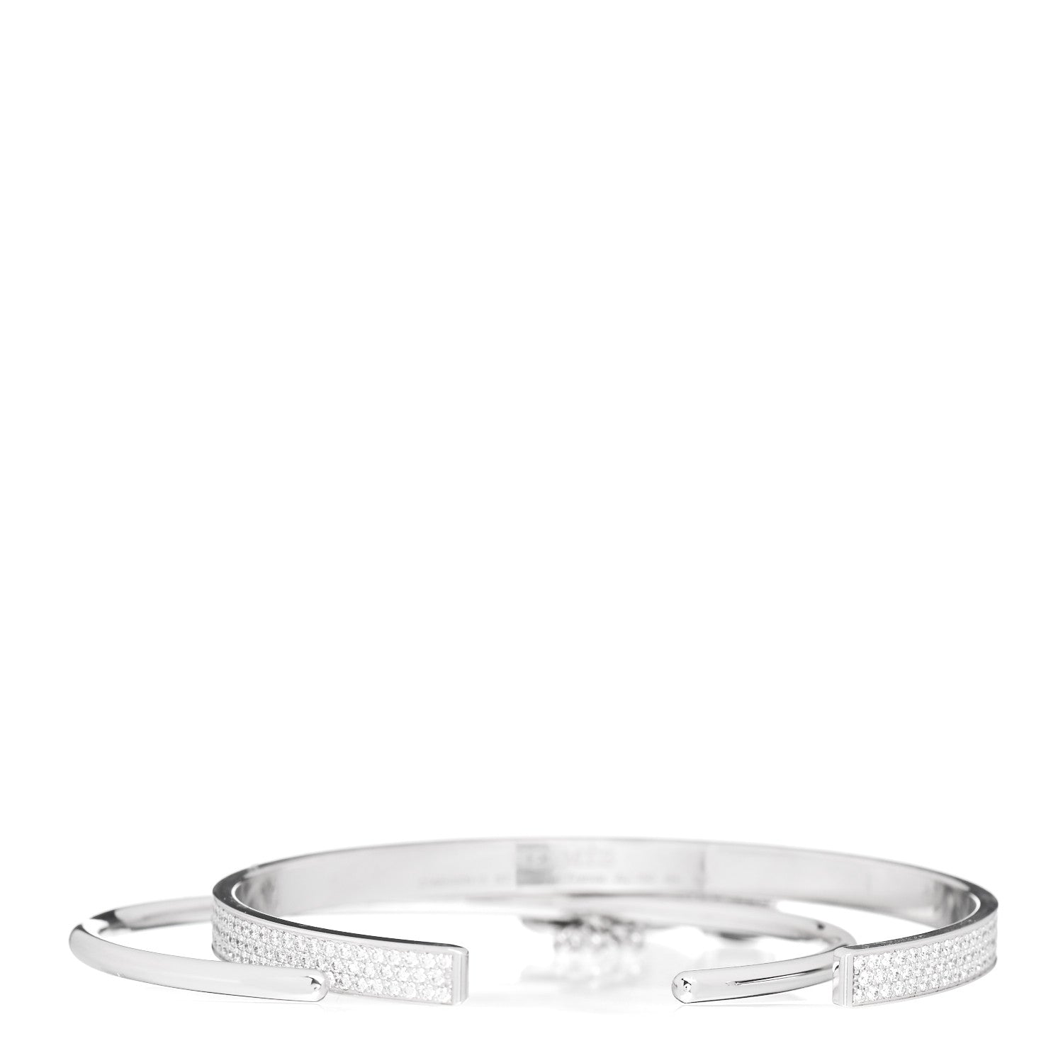 Hermes 18K White Gold Diamond Kelly Clochette Full Pave Double Bracelet ST 3 of 4