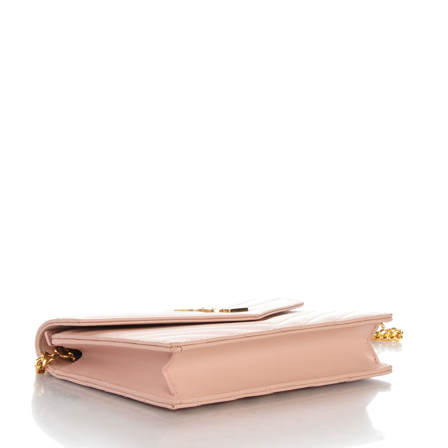 Grain De Poudre Matelasse Chevron Monogram Envelope Chain Wallet Pale Pink