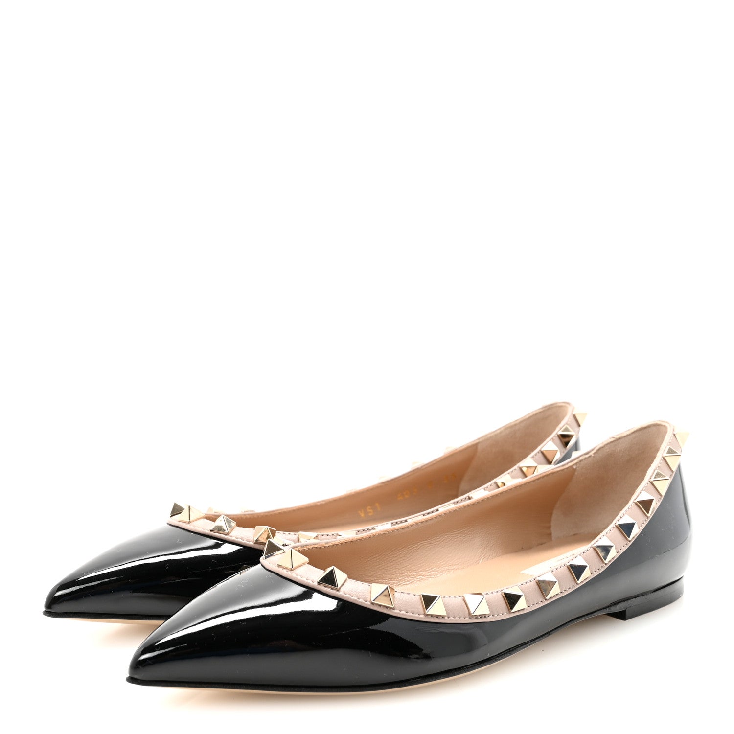 Valentino Garavani Patent Nappa Rockstud Ballerina Flats 35 Black Poudre 4 of 10