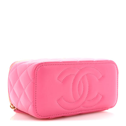 Chanel Lambskin Enamel Quilted Small Coco Hearts Vanity Case With Chain Pink 4 of 11