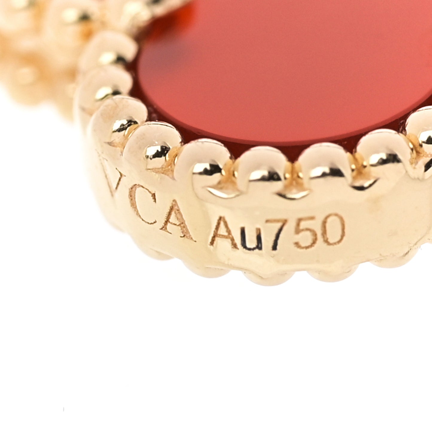 18K Yellow Gold Carnelian 5 Motifs Vintage Alhambra Bracelet