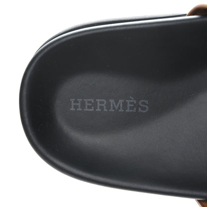 Hermes Calfskin Womens Chypre Sandals 37 Gold 8 of 9