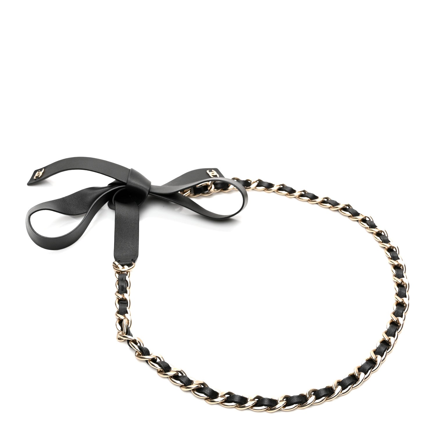 Chanel Lambskin Chain CC Bow Belt S Black 2 of 3