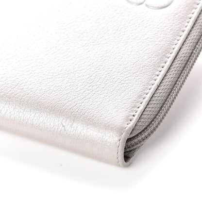 Chanel Goatskin Camellia Embossed Zip Around Wallet Silver 8 of 12