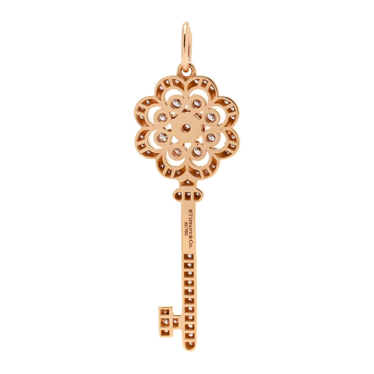 18K Rose Gold Diamond Rose Key Pendant