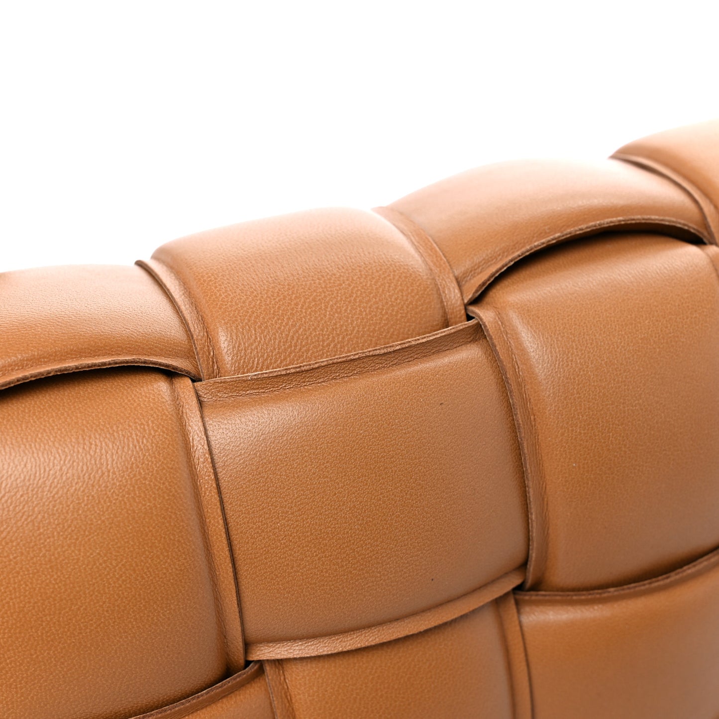 Nappa Maxi Intreccio Padded Cassette Crossbody Bag Caramel