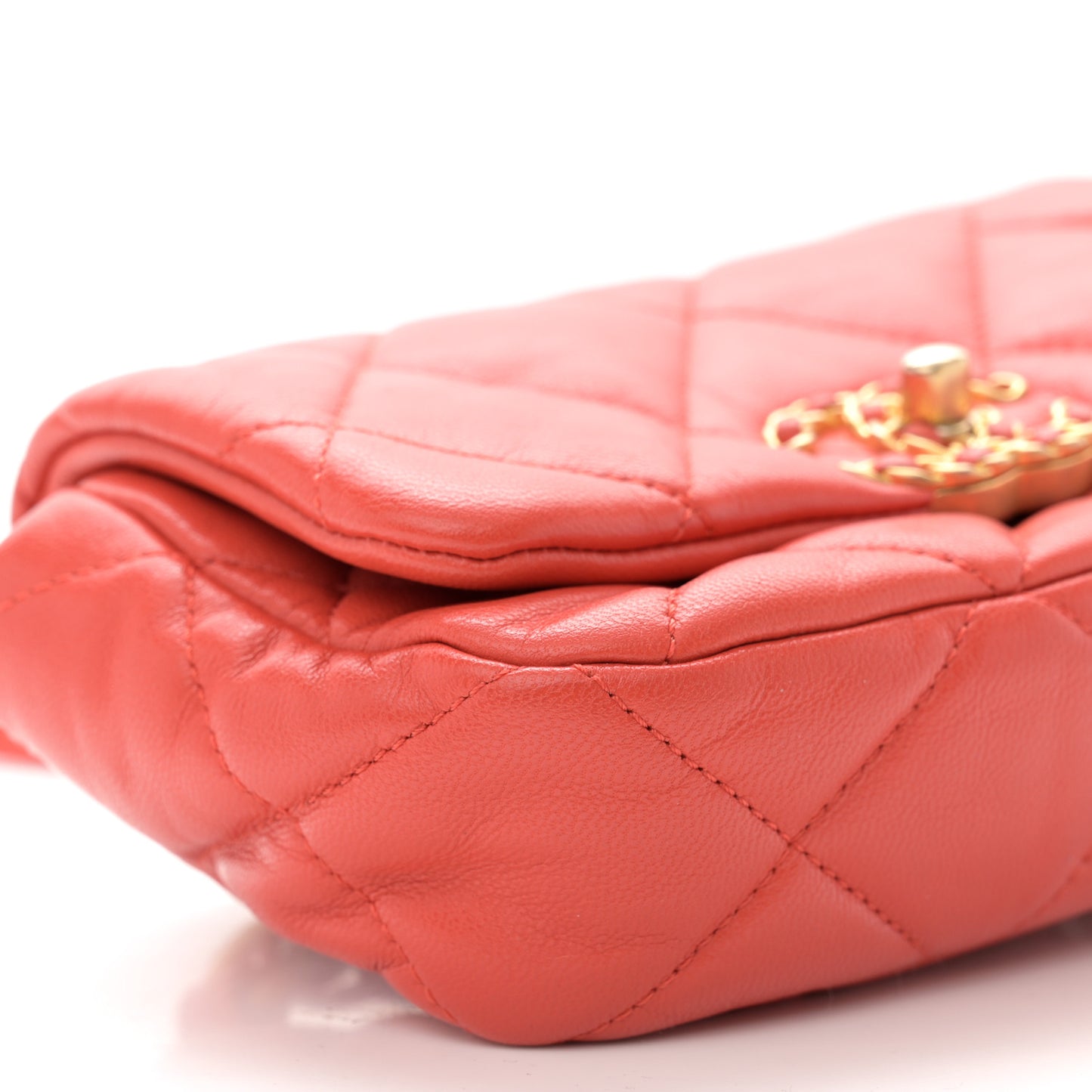 Goatskin Quilted Chanel 19 Waist Bag Red