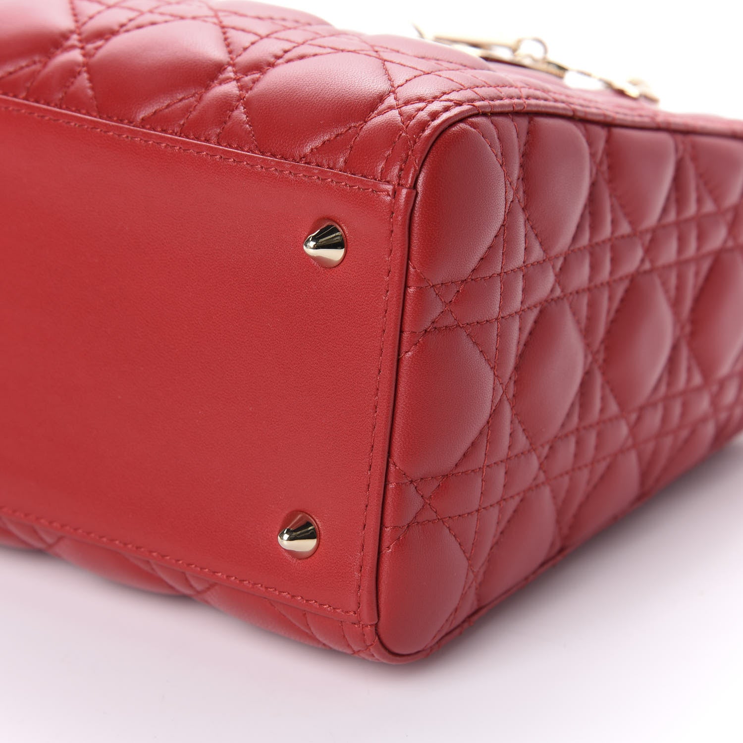 Christian Dior Lambskin Cannage Medium Lady Dior Red 8 of 12