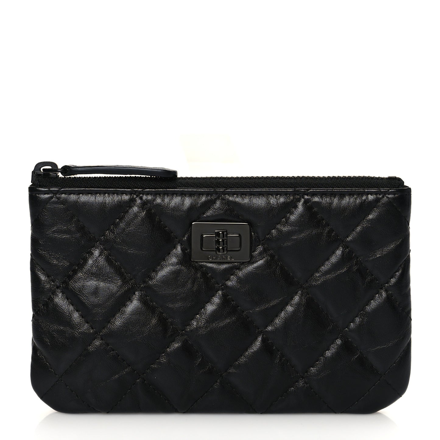 Aged Calfskin Quilted Small Reissue Cosmetic Case So Black