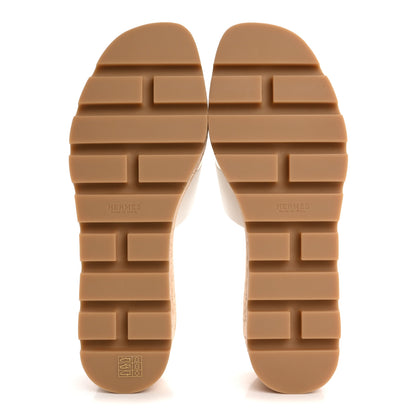 Hermes Calfskin Cork Eze 30 Sandals 38 White 6 of 10