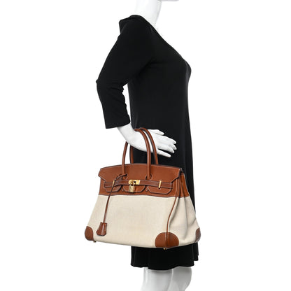 Hermes Toile Barenia Birkin 35 Fauve 2 of 24