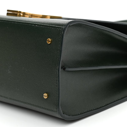 Saint Laurent Grain de Poudre Medium Classic Monogram Cassandra Top Handle Dark Green 8 of 10