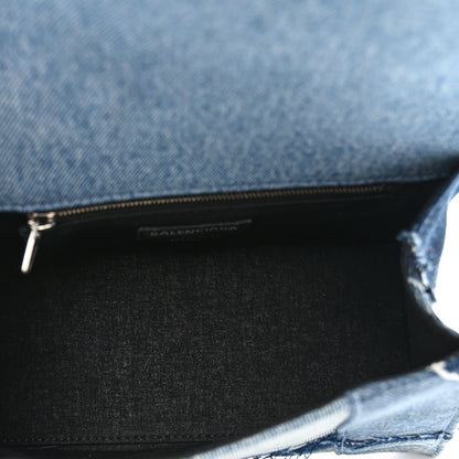 Balenciaga Denim Patchwork Small Hourglass Top Handle Bag Washed Blue 6 of 10