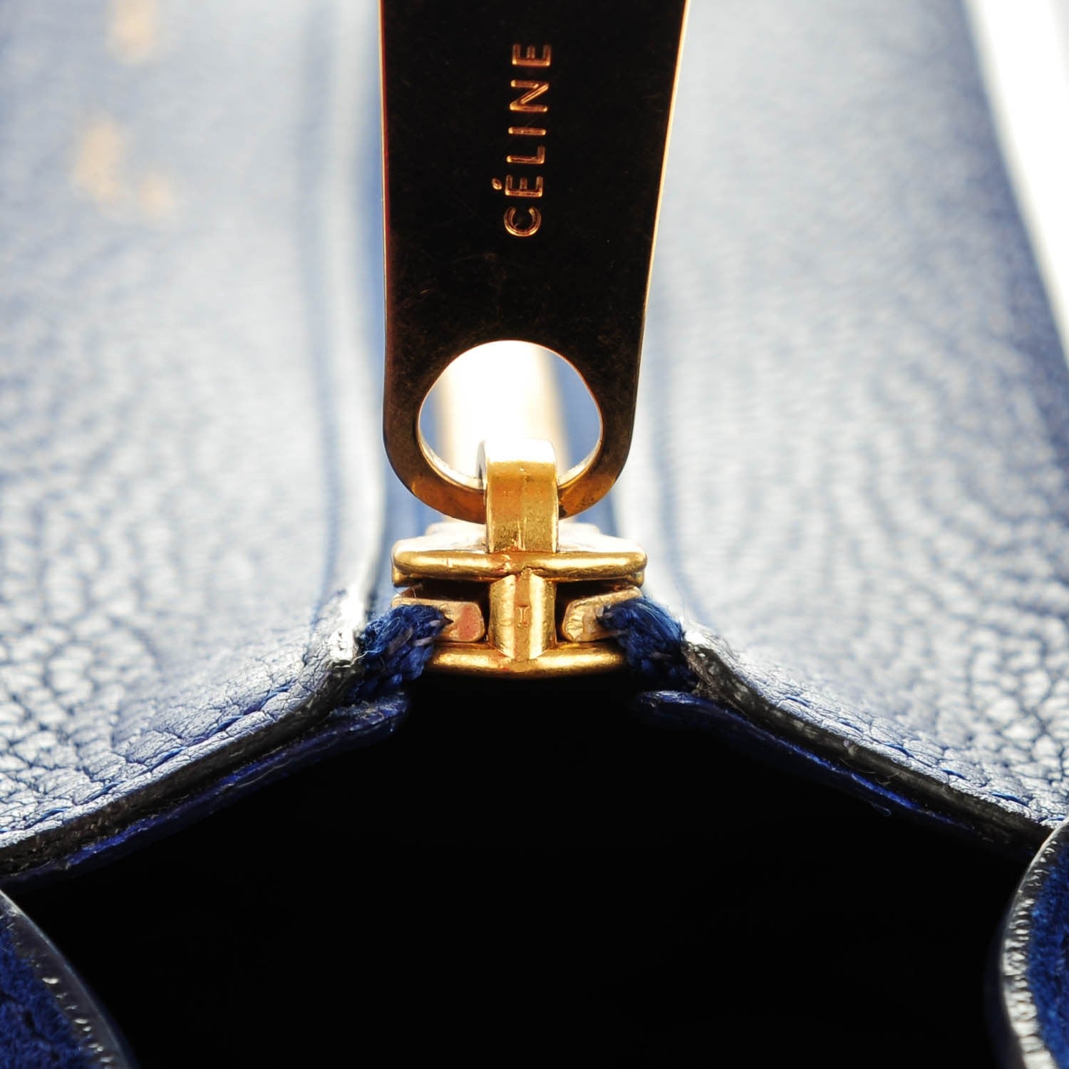 Celine Drummed Calfskin Suede Medium Trapeze Indigo 5 of 8