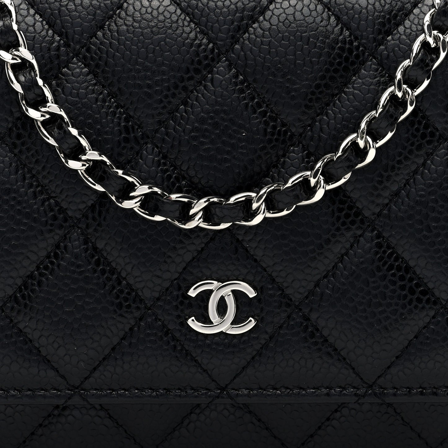 Caviar Quilted Wallet On Chain WOC Black