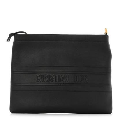 Christian Dior Calfskin Medium Diordouble Zip Pouch Black 1 of 7