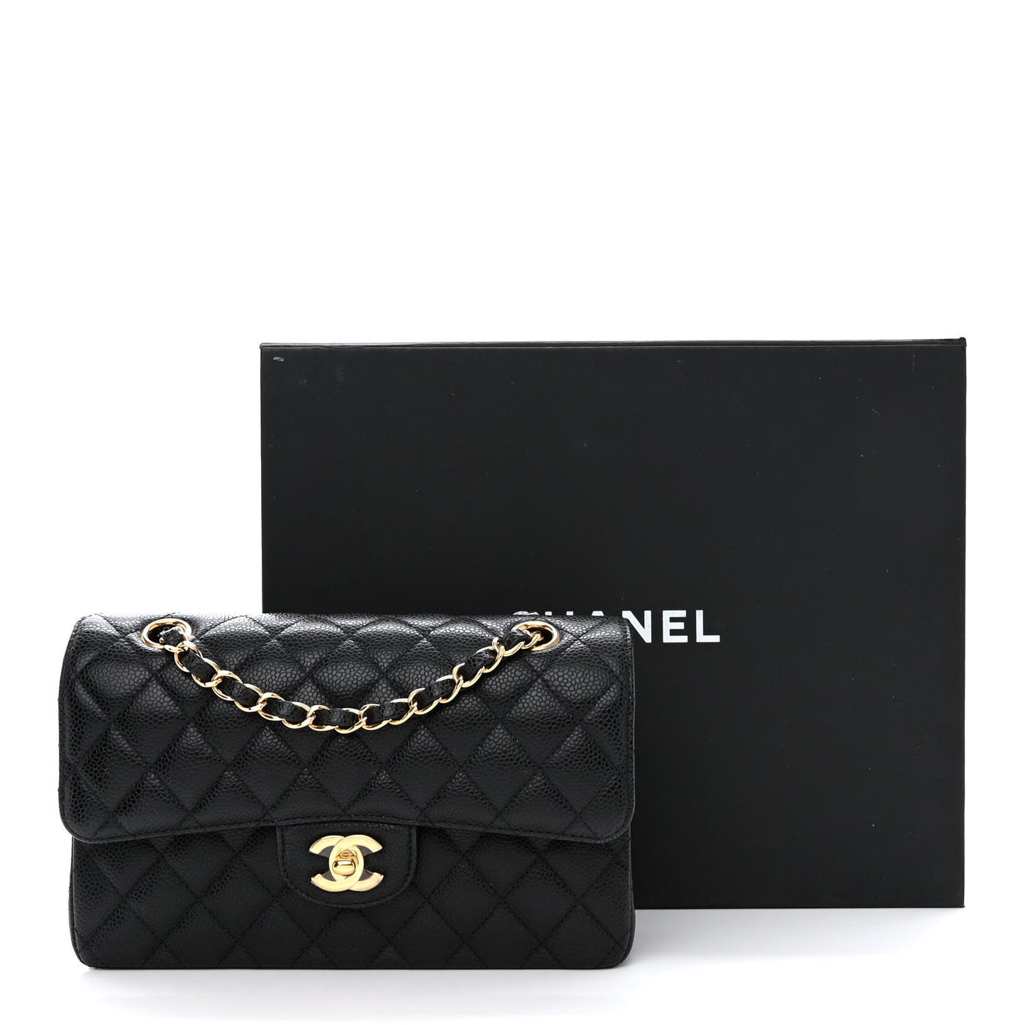 Caviar Quilted Small Double Flap Black