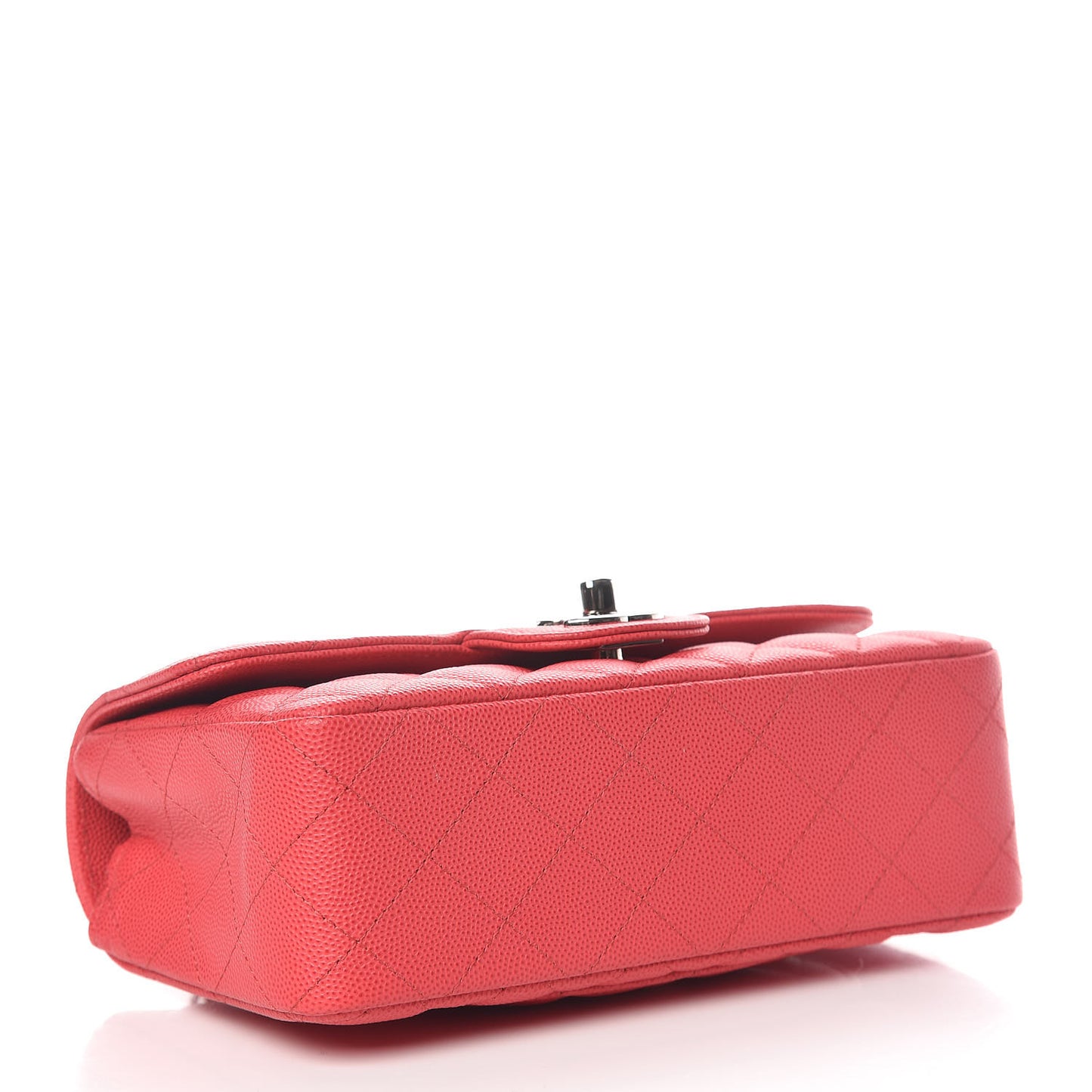 Caviar Quilted Mini Rectangular Flap Light Red