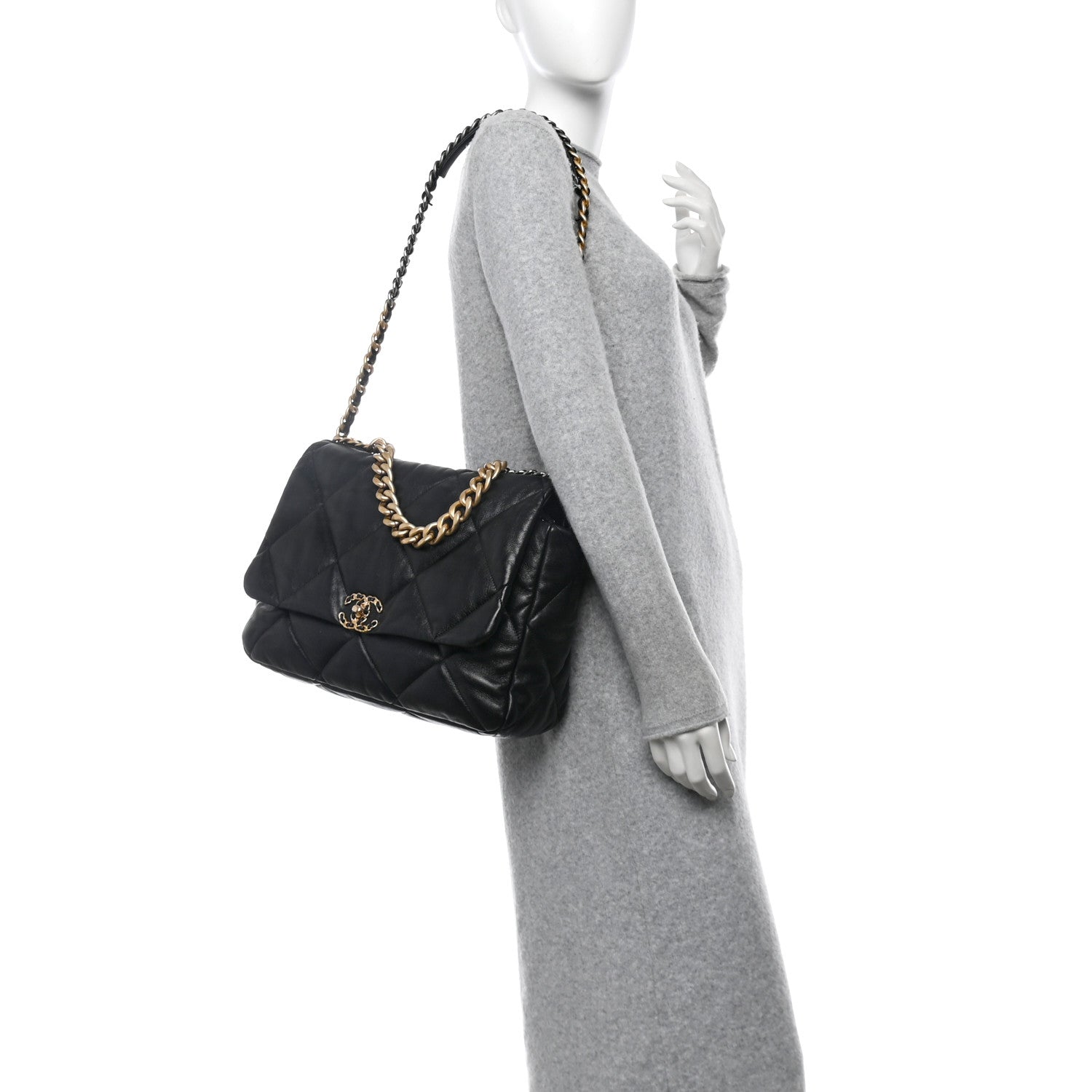 Chanel Lambskin Quilted Maxi Chanel 19 Flap Black 2 of 10