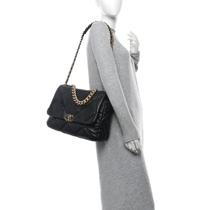 Chanel Lambskin Quilted Maxi Chanel 19 Flap Black 2 of 10