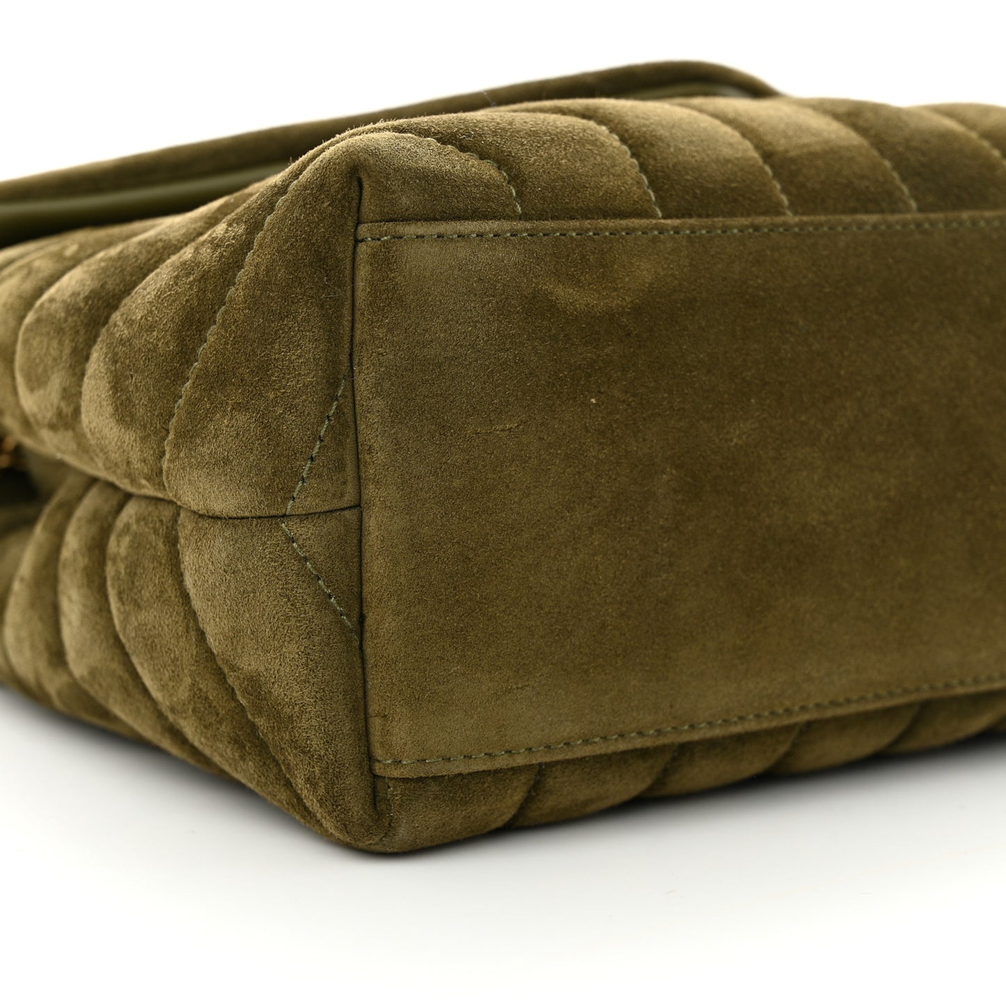 Suede Calfskin Y Quilted Monogram Small Loulou Chain Satchel Loden Green