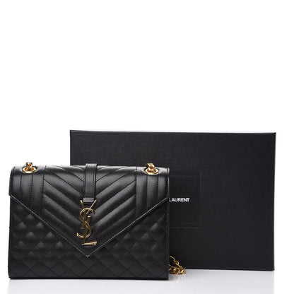 Saint Laurent Grain De Poudre Textured Mixed Matelasse Triquilt Medium Monogram Satchel Black 12 of 12