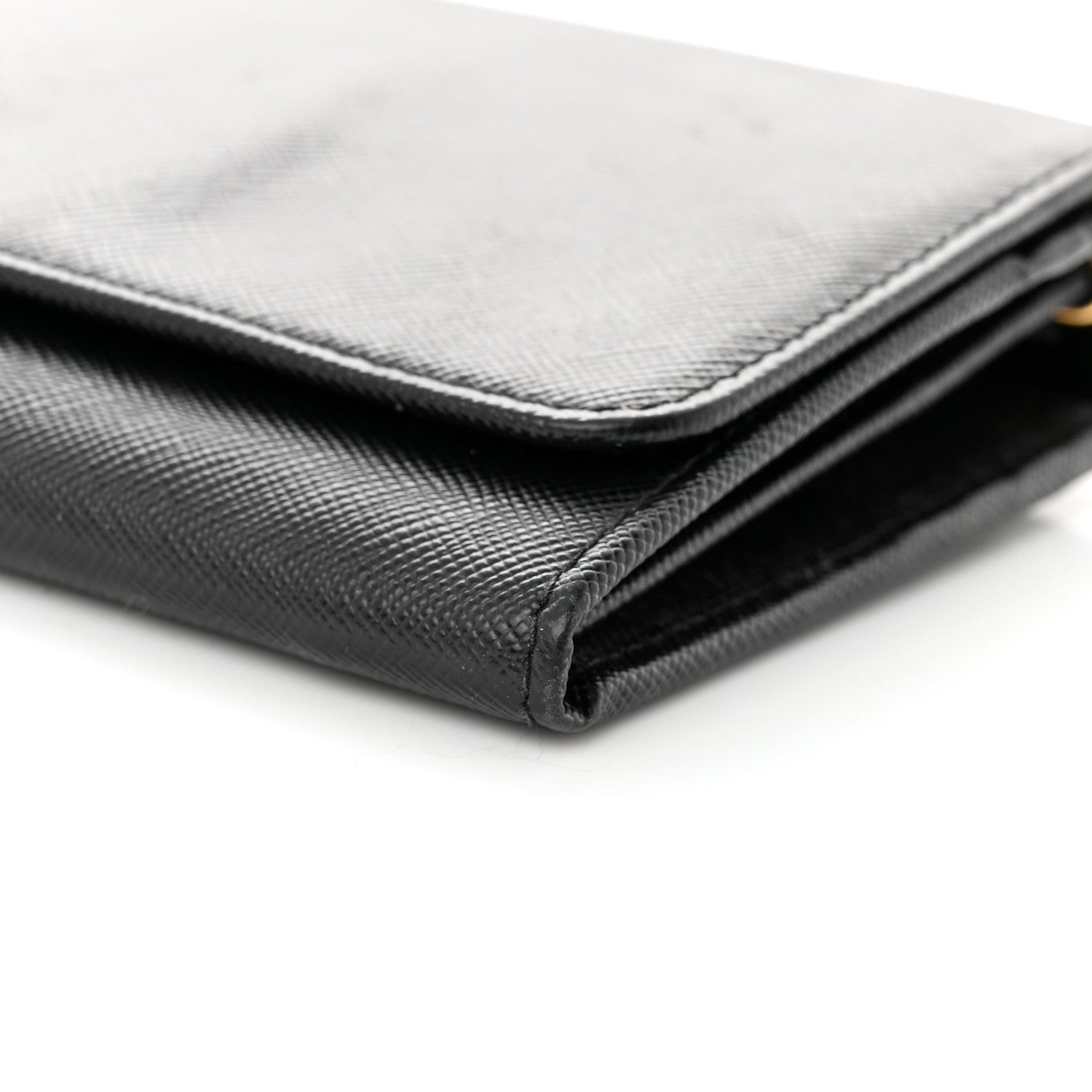 Prada Saffiano Metal Oro Chain Wallet Black 9 of 11