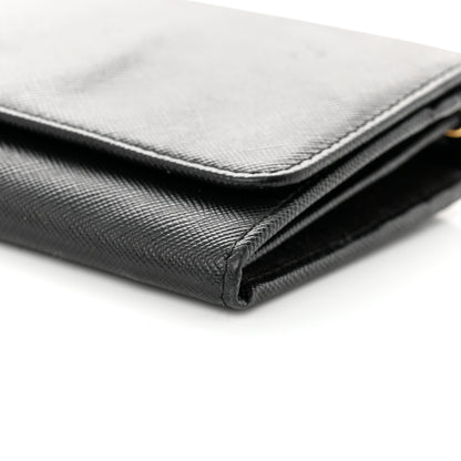Prada Saffiano Metal Oro Chain Wallet Black 9 of 11