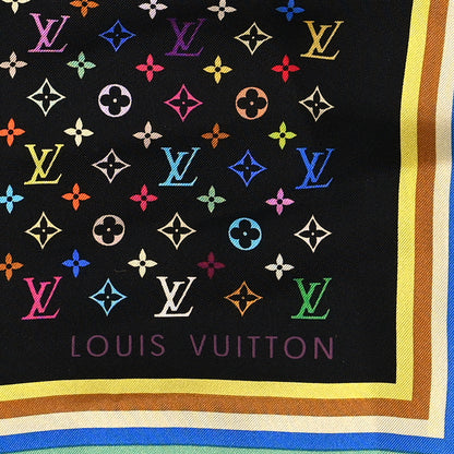 Louis Vuitton Silk Monogram Multicolor Square Scarf Black 2 of 3
