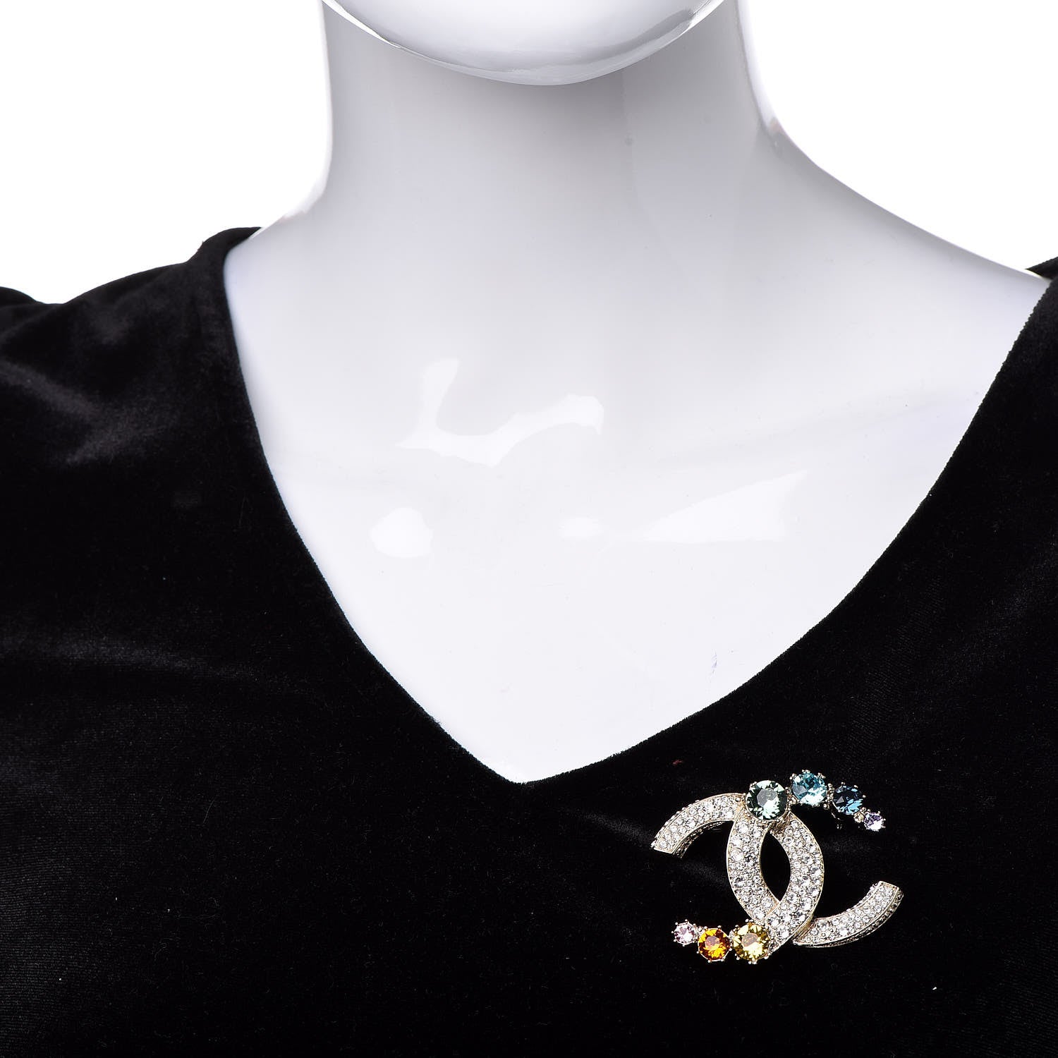 Chanel Crystal Over The Rainbow CC Brooch Gold Multicolor 2 of 4