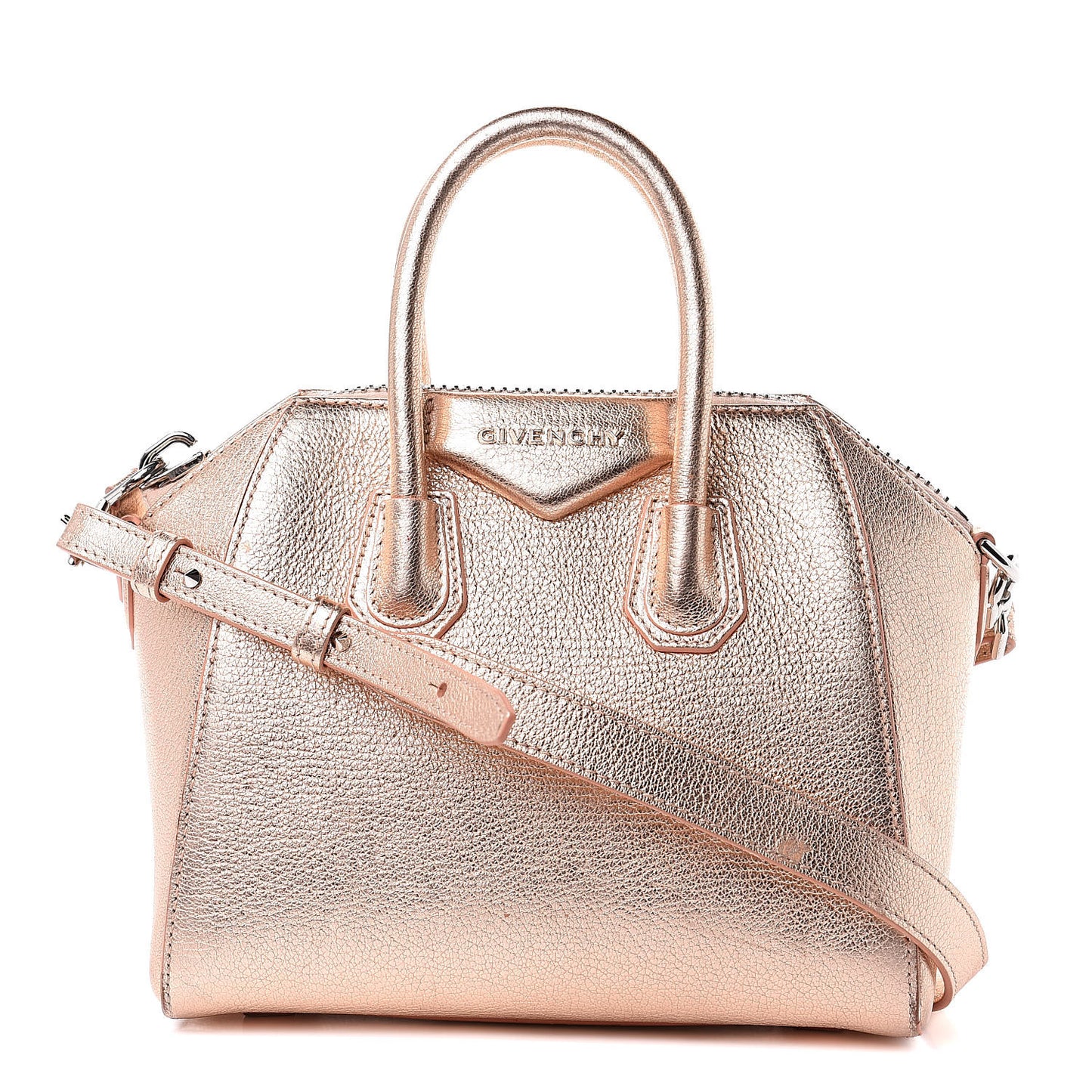 Metallic Sugar Goatskin Mini Antigona Light Pink