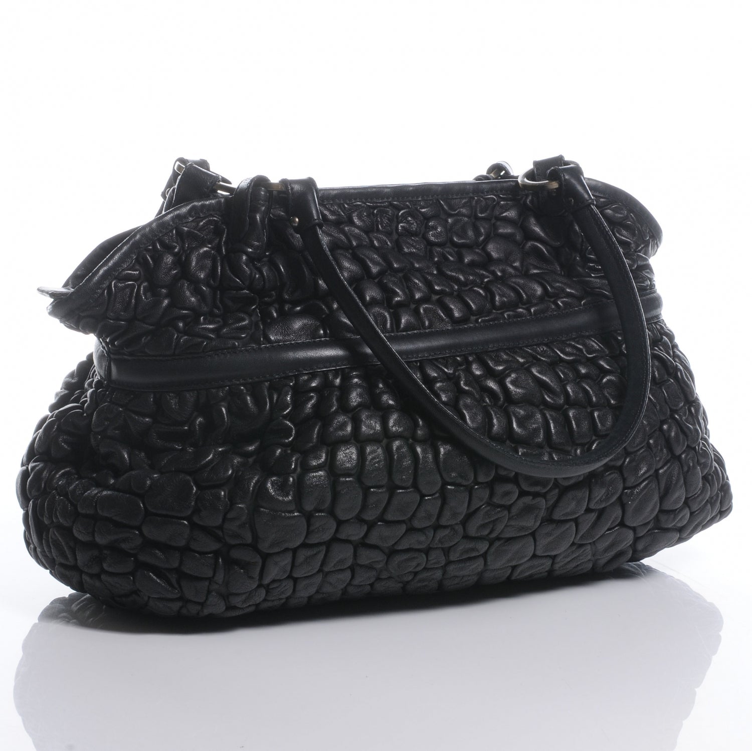 Fendi Bubble Calfskin Large Chef Shopper Tote Black 3 of 9