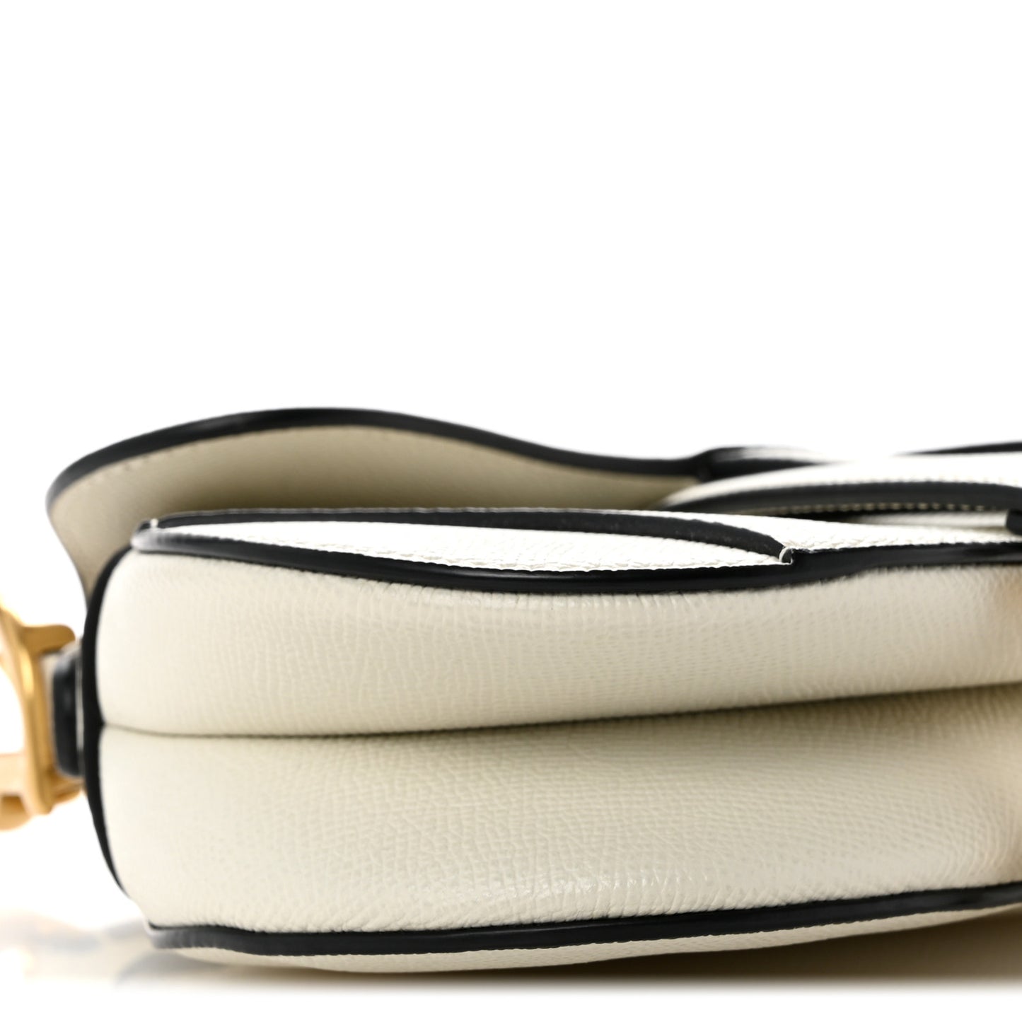 Grained Calfskin Mini Saddle Bag With Strap White