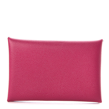 Hermes Grained Monsieur Calvi Card Case Rose Pourpe 1 of 8