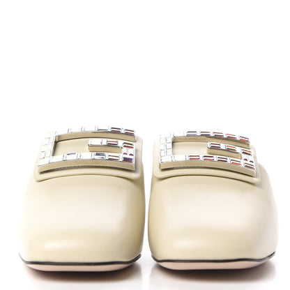 Gucci Malaga Kid Crystal Square G Madelyn Mules 37.5 Vintage White 2 of 12