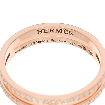 Hermes 18K Rose Gold Diamond Ariane Wedding Band Ring 48 4.5 4 of 5