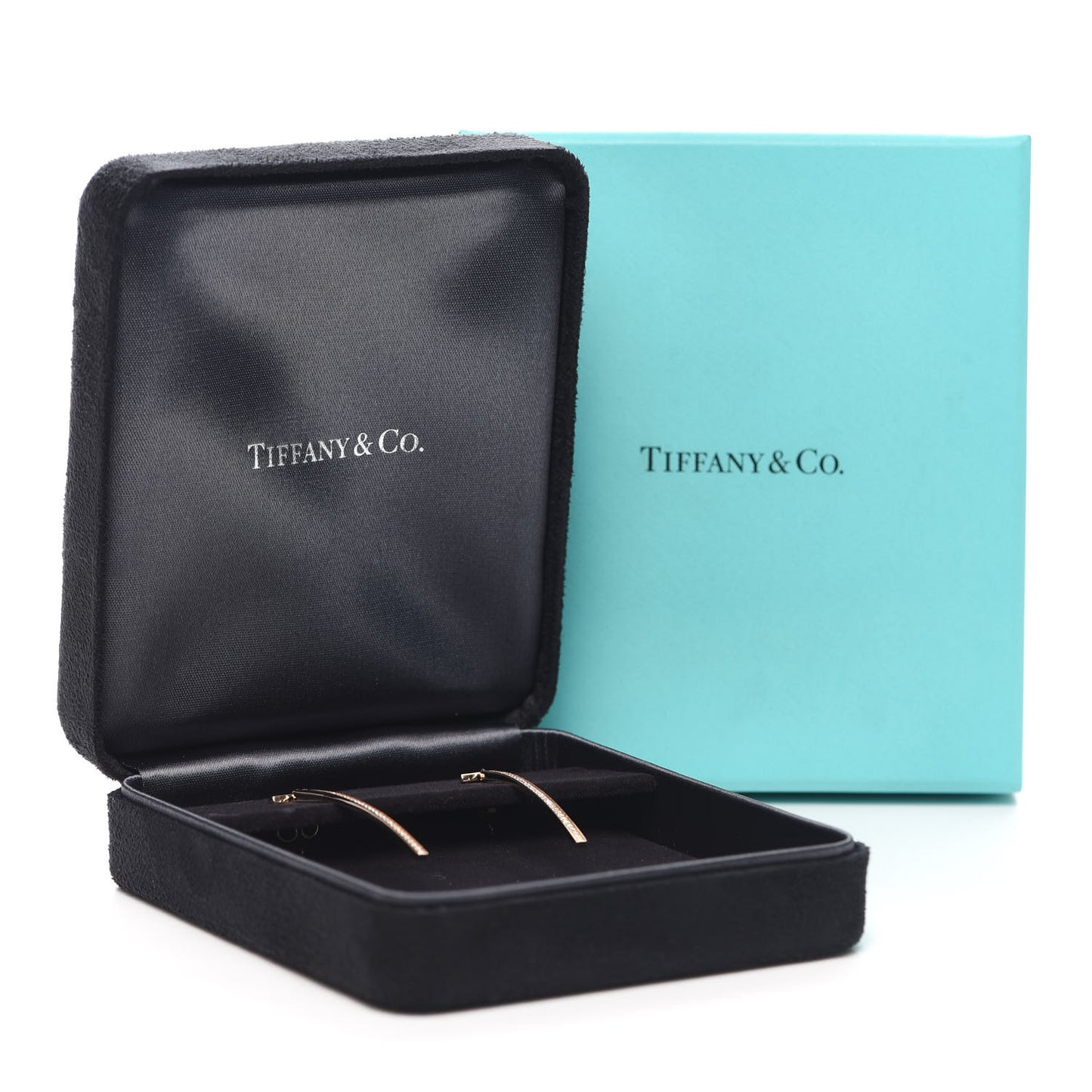 18K Rose Gold Diamond T Bar Earrings