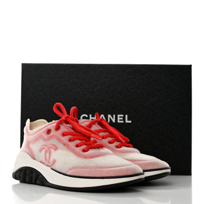 Chanel Lycra Fabric CC Sneakers 37.5 White Red 9 of 9