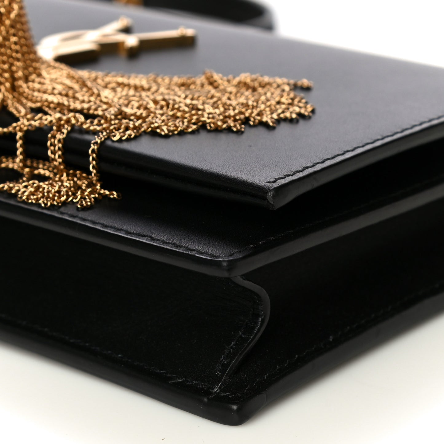 Smooth Calfskin Classic Monogram Kate Tassel Chain Wallet Black