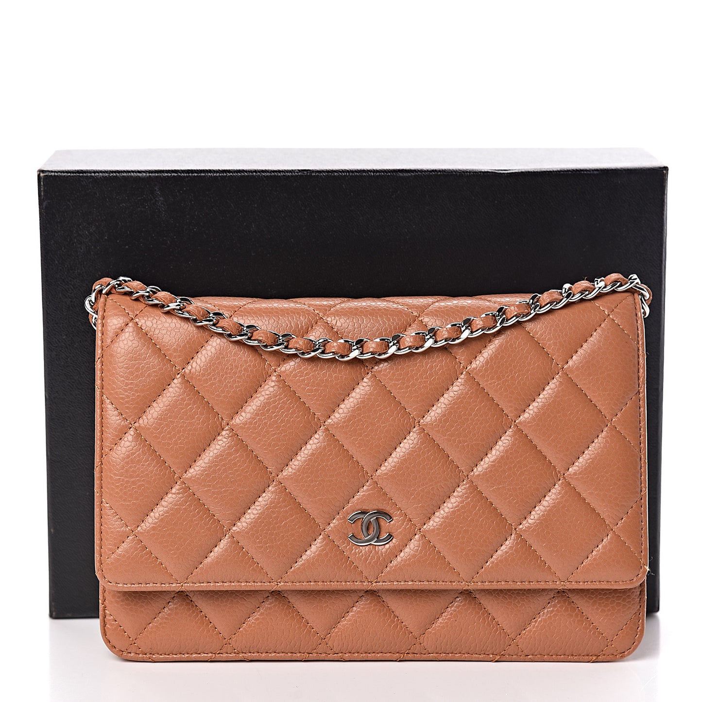 Caviar Quilted Wallet On Chain WOC Dark Beige