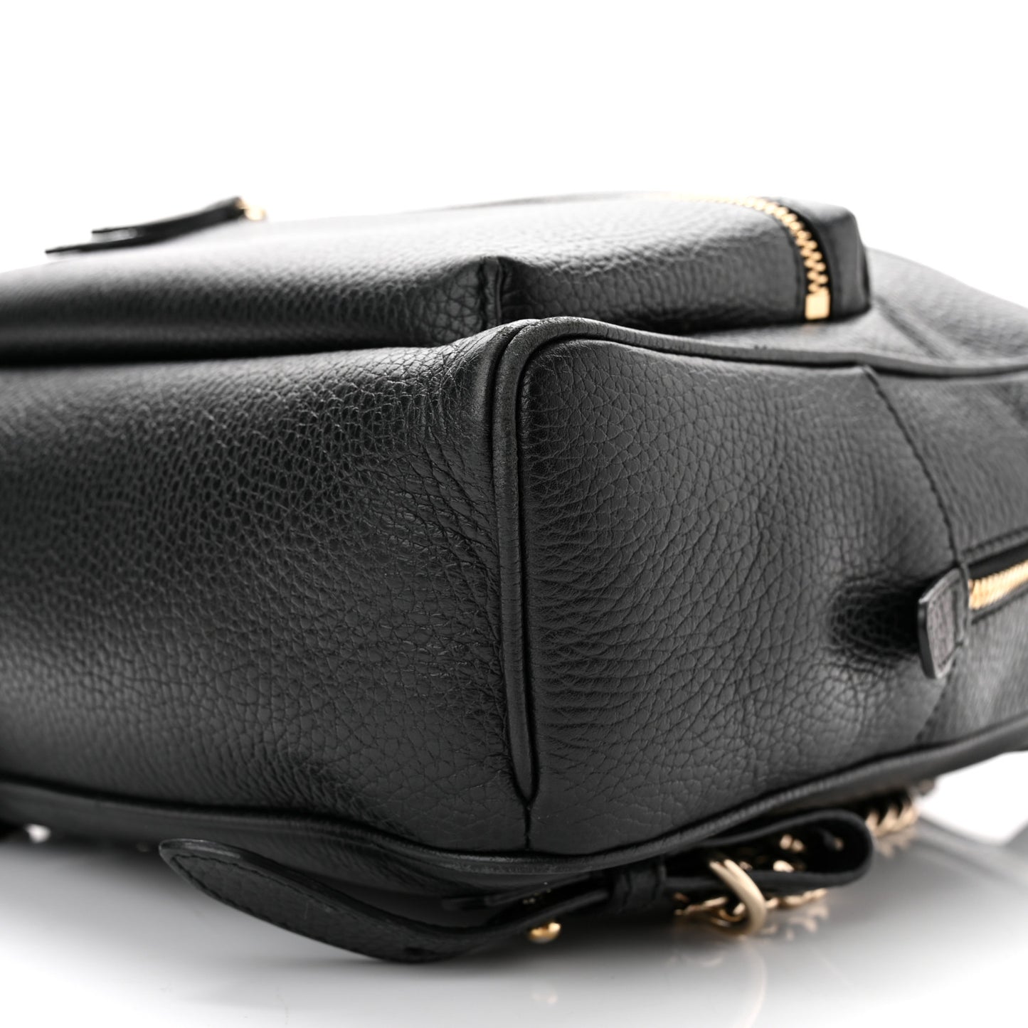 Pebbled Calfskin Soho Chain Backpack Black